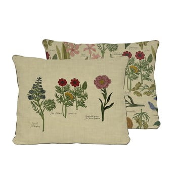Față de pernă reversibilă cu inscripție din in surdic botanic, 50 x 35 cm