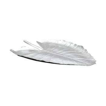 Bol decorativ mauro ferretti leaf, 32 x 47,5 cm, argintiu