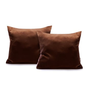 Set 2 fețe de pernă din bumbac decoking amber chocolate, 40 x 40 cm, maro închis