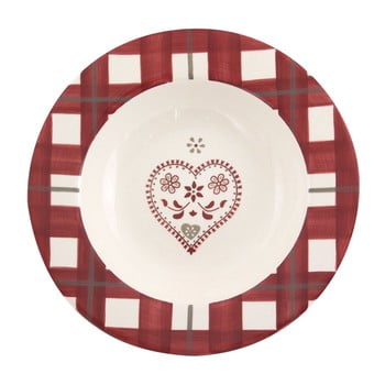 Farfurie antic line chalet 21,5 cm, roșu-alb