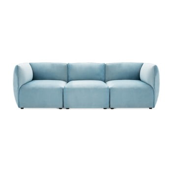 Canapea modulară cu 3 locuri vivonita velvet cube, albastru deschis