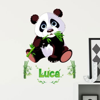 Set autocolante pentru perete cu panda și litere ambiance bamboo