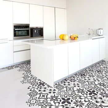 Set 10 autocolante pentru podea ambiance hexagons fleurita, 20 x 18 cm