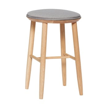 Scaun bar din lemn de stejar cu șezut căptușit Hübsch Oak Bar Stool, înălțime 52 cm