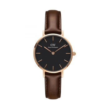Ceas de damă daniel wellington petite bristol, ⌀ 28 mm, negru-roz auriu