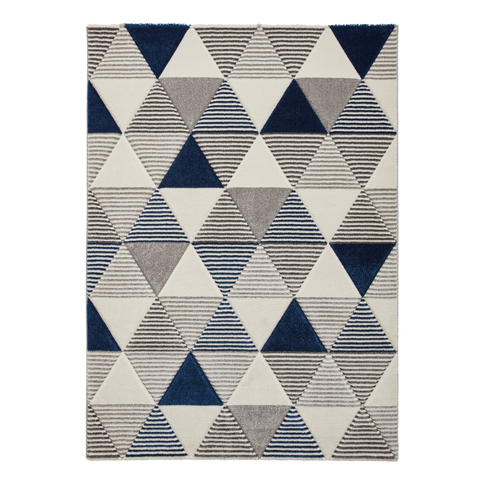 Modro-šedý koberec Think Rugs Brooklyn Geo, 120 x 170 cm