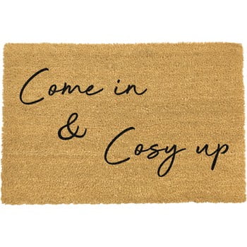 Covoraș intrare din fibre de cocos artsy doormats come in & cosy up, 40 x 60 cm, negru