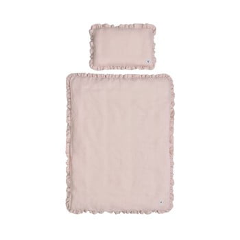 Lenjerie de pat din in pentru copii bellamy dusty pink, 100 x 135 cm, roz