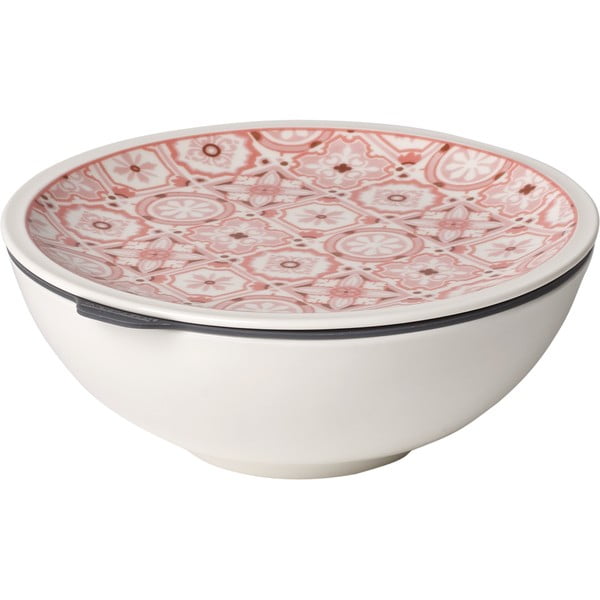 Červeno-bílá porcelánová dóza na potraviny Villeroy & Boch Like To Go, ø 16,3 cm
