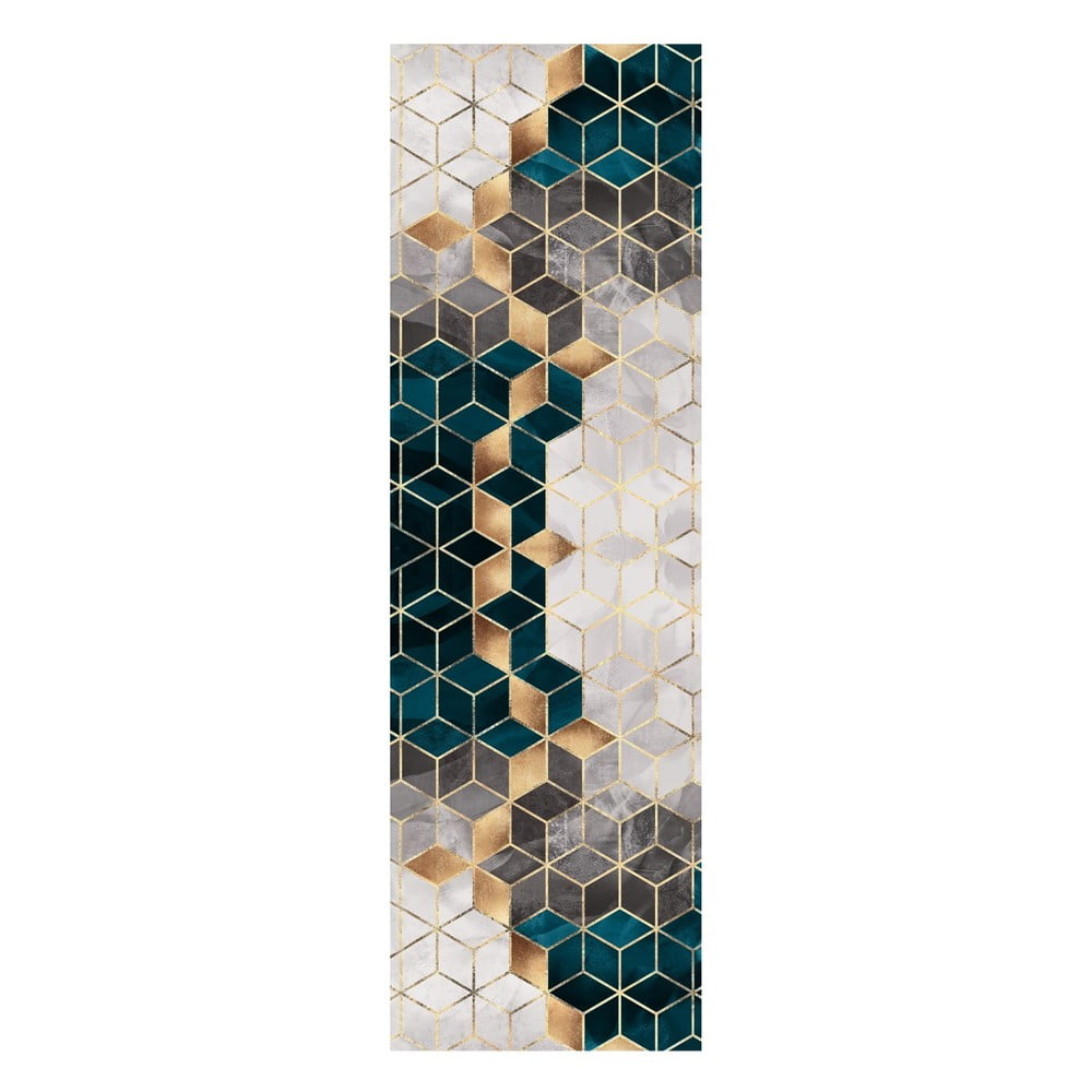 Tyrkysový koberec Rizzoli Optic, 80 x 200 cm
