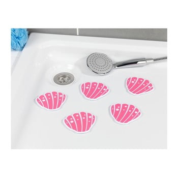 Set 6 suporturi antiderapante pentru cadă wenko sea shell, roz