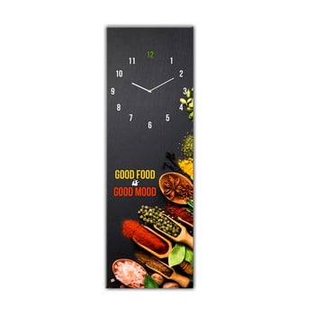 Ceas de perete din sticlă styler good food, 20 x 60 cm