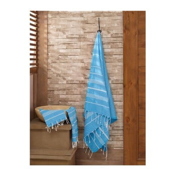Set 2 prosoape hammam sultan, albastru