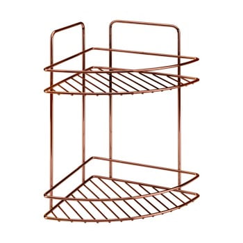 Etajeră pe colț cu 2 rafturi pentru baie metaltex copper