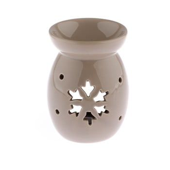 Lampă aromaterapie din ceramică cu model de fulg de nea dakls, bej, înălțime 14 cm