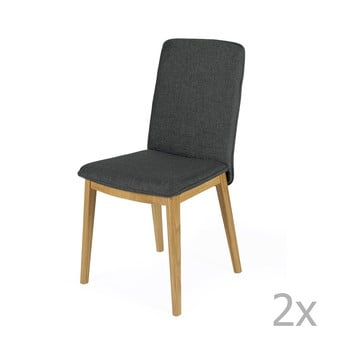 Set 2 scaune, structură din lemn de stejar Woodman Adra Dark Half