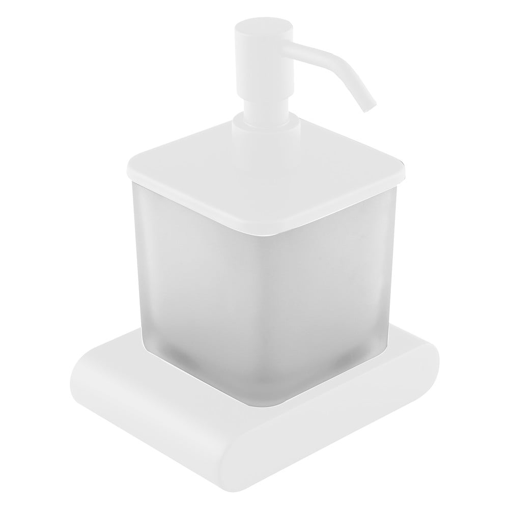 Bílý nástěnný skleněný dávkovač mýdla 300 ml Flori – Sapho