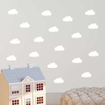 Set 40 autocolante de perete north carolina scandinavian home decors clouds, alb