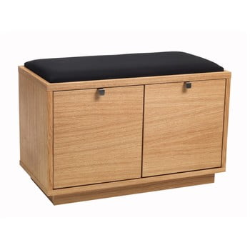 Bancă cu spațiu pentru depozitare și șezut negru rowico confetti, lățime 70 cm, culoare naturală