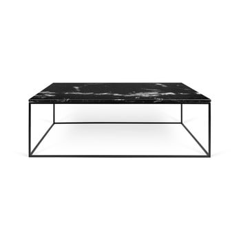 Măsuță temahome gleam din marmură, cu picioare negre, 120 cm, negru