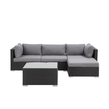 Set mobilier de grădină din ratan artificial monobeli neapolis, negru - gri