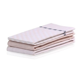 Set 3 prosoape de bucătărie din bumbac decoking louie, 50 x 70 cm, crem - alb