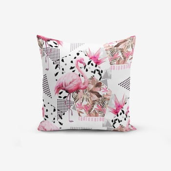 Față de pernă cu amestec din bumbac minimalist cushion covers bat petegi flamingo, 45 x 45 cm