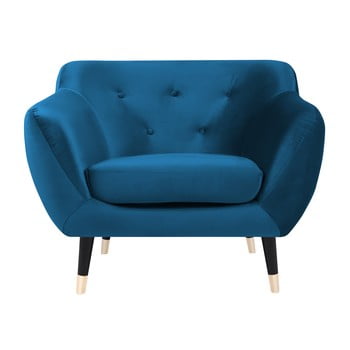 Fotoliu mazzini sofas amelie cu picioare negre, albastru