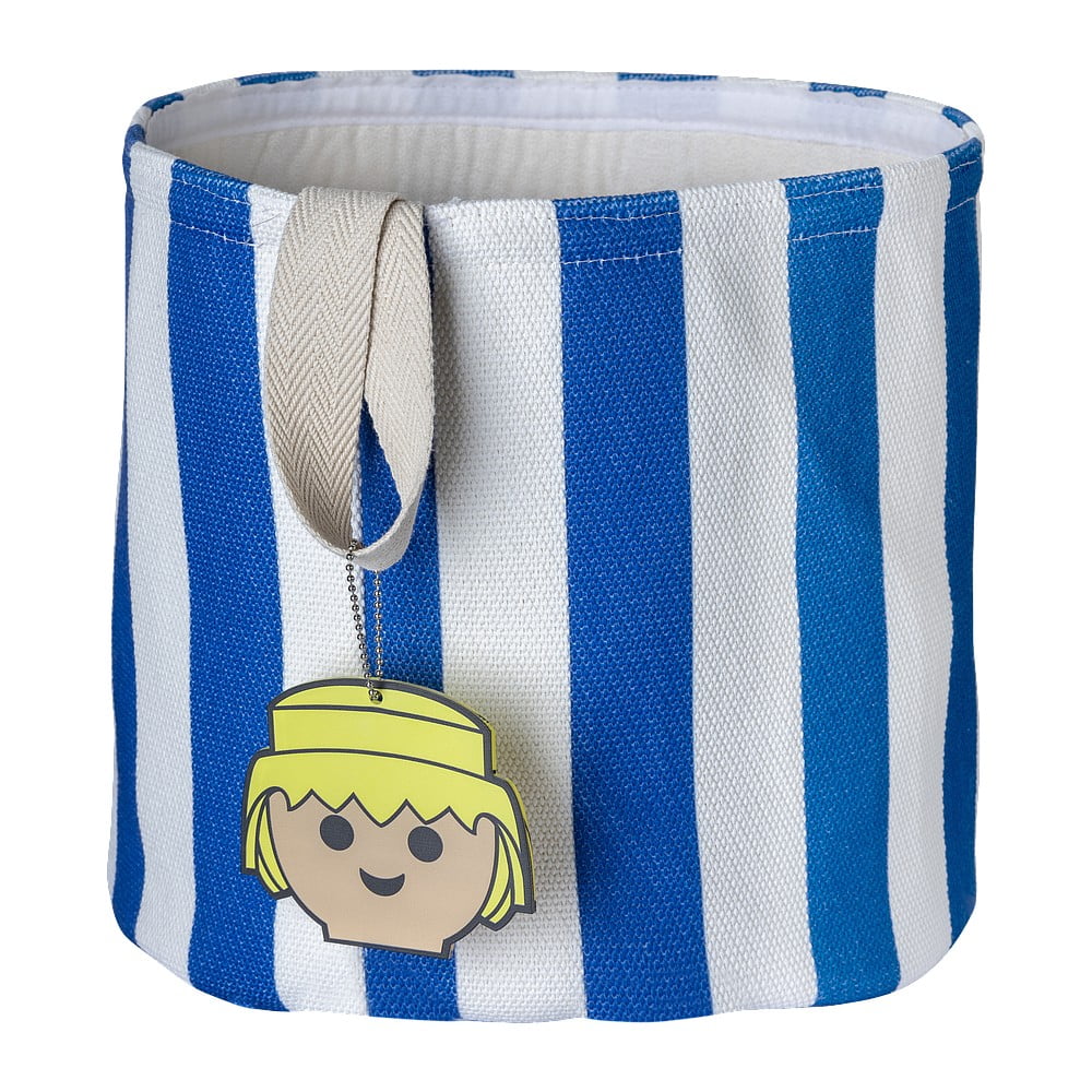 Modrý látkový dětský koš na hračky ø 30x28 cm Stripes – Playmobil