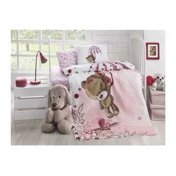 Cuvertură matlasată din bumbac pentru pat de o persoană Baby Pique Pinkie, 95 x 145 cm imagine