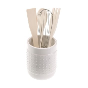 Set 4 ustensile de bucătărie cu suport versa con, alb