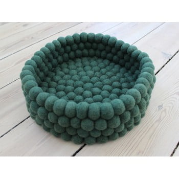 Coș depozitare cu bile din lână wooldot ball basket, ⌀ 28 cm, verde închis