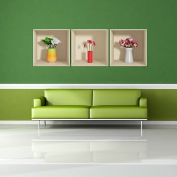 Set 3 autocolante cu efect 3d fanastick flowers