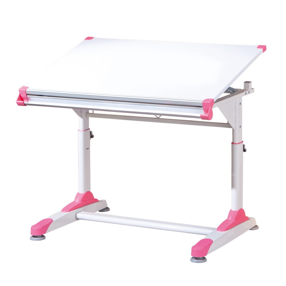 Bílý psací stůl s růžovými nebo zelenými detaily 13Casa Color