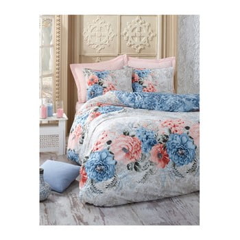 Lenjerie și cearșaf din bumbac pentru pat de o persoană Floralista, 160 x 220 cm
