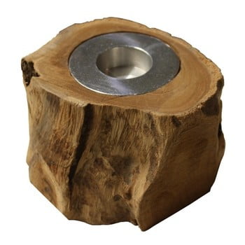 Suport lumânare din lemn de tec hsm collection antique, 10 cm