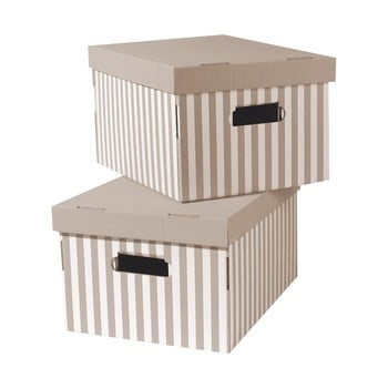 Set 2 cutii pentru depozitare compactor stripes, bej