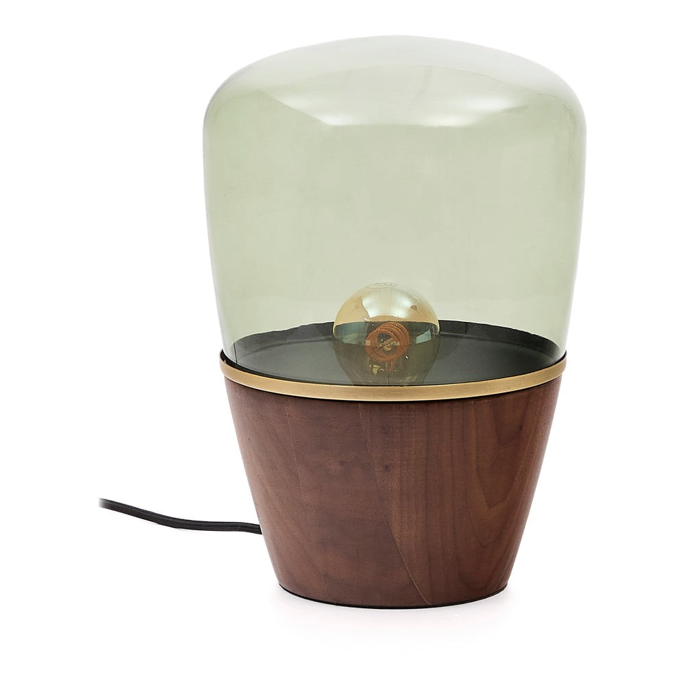 Zelená/v tmavě přírodní barvě stolní lampa se skleněným stínidlem (výška 30 cm) Silex – Kave Home