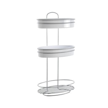 Etajeră ovală cu cu 3 nivele și 2 boluri metaltex, lungime 26 cm