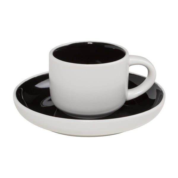 Černo-bílý porcelánový hrnek na espresso s podšálkem Maxwell & Williams Tint, 100 ml