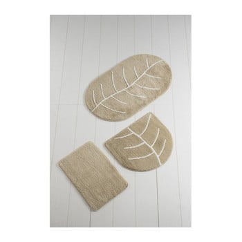 Set 3 covoare de baie yaprak, bej