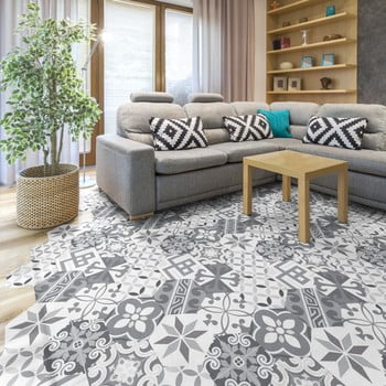 Set 10 autocolante pentru podea ambiance hexagons tristano, 20 x 18 cm