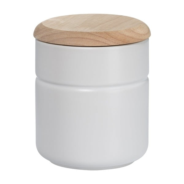 Bílá porcelánová dóza s dřevěným víkem Maxwell & Williams Tint, 600 ml