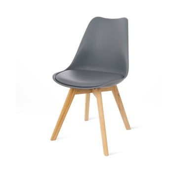 Scaun cu picioare din lemn de fag loomi.design retro, gri