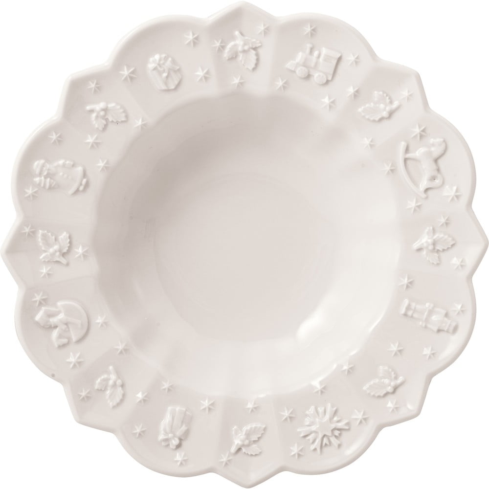Bílý hluboký porcelánový vánoční talíř Toy's Delight Villeroy&Boch, ø 23,5 cm