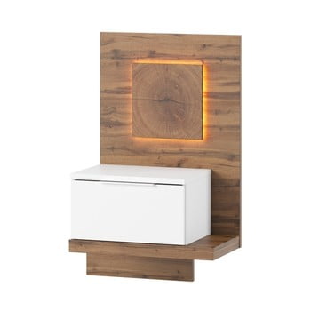 Noptieră în decor de lemn cu iluminat szynaka meble livorno, alb, partea stângă