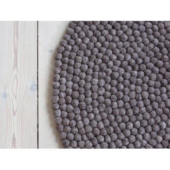 Covor cu bile din lână wooldot ball rugs, ⌀ 140 cm, maro nucă
