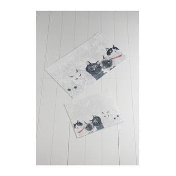 Set 2 covoare baie lismo cats, alb - gri