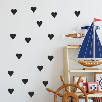 Set autocolante de perete north carolina scandinavian home decors heart, negru