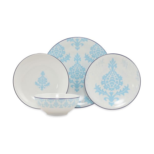 24dílná sada bílo-modrého porcelánového nádobí Kütahya Porselen Ornaments